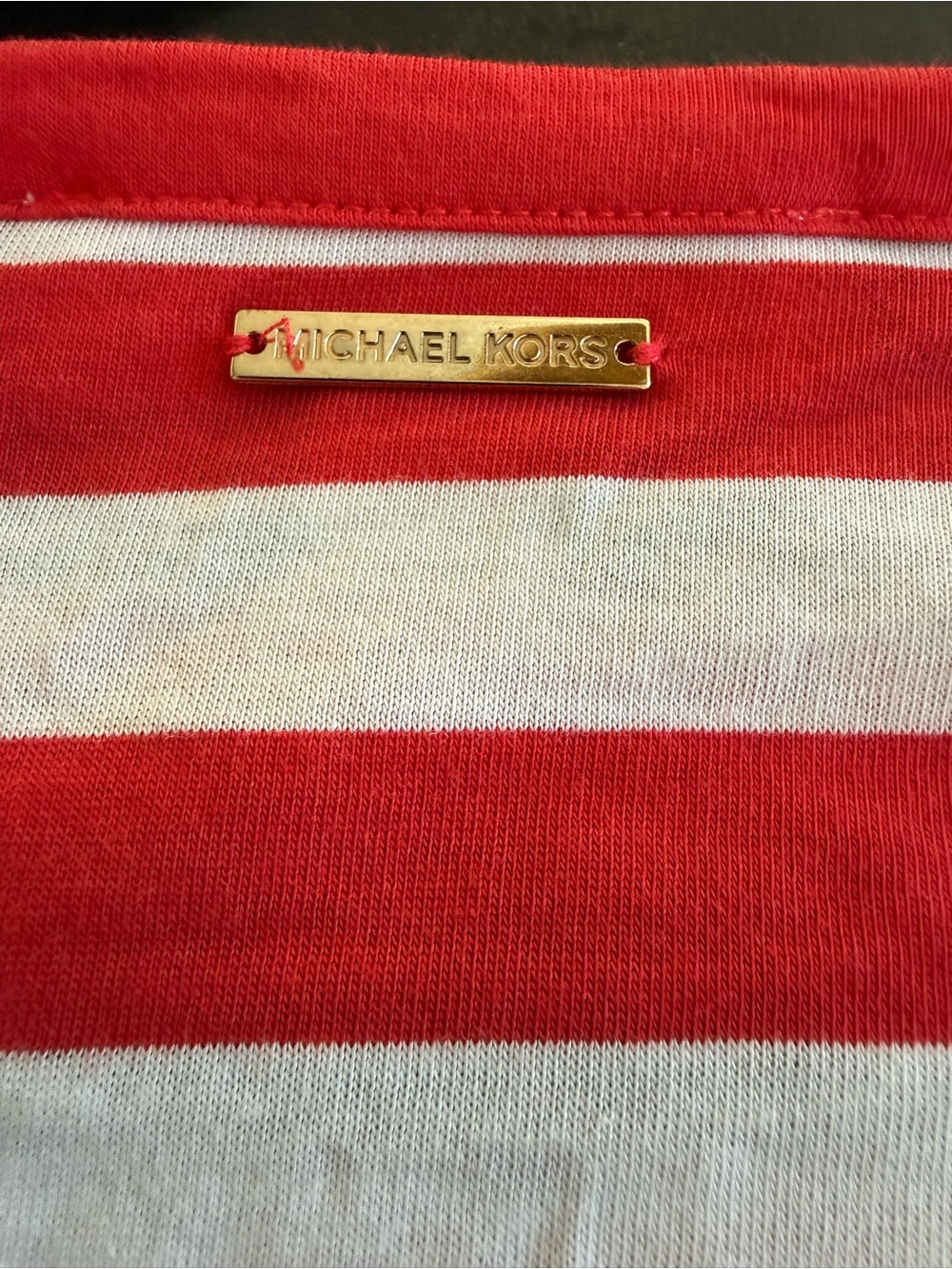 Michael Kors Red/White Striped Short Sleeve Top - Like New - Picture 6 of 11